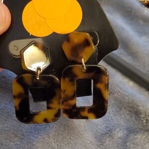 Tortoiseshell and Gold Geometric Earrings